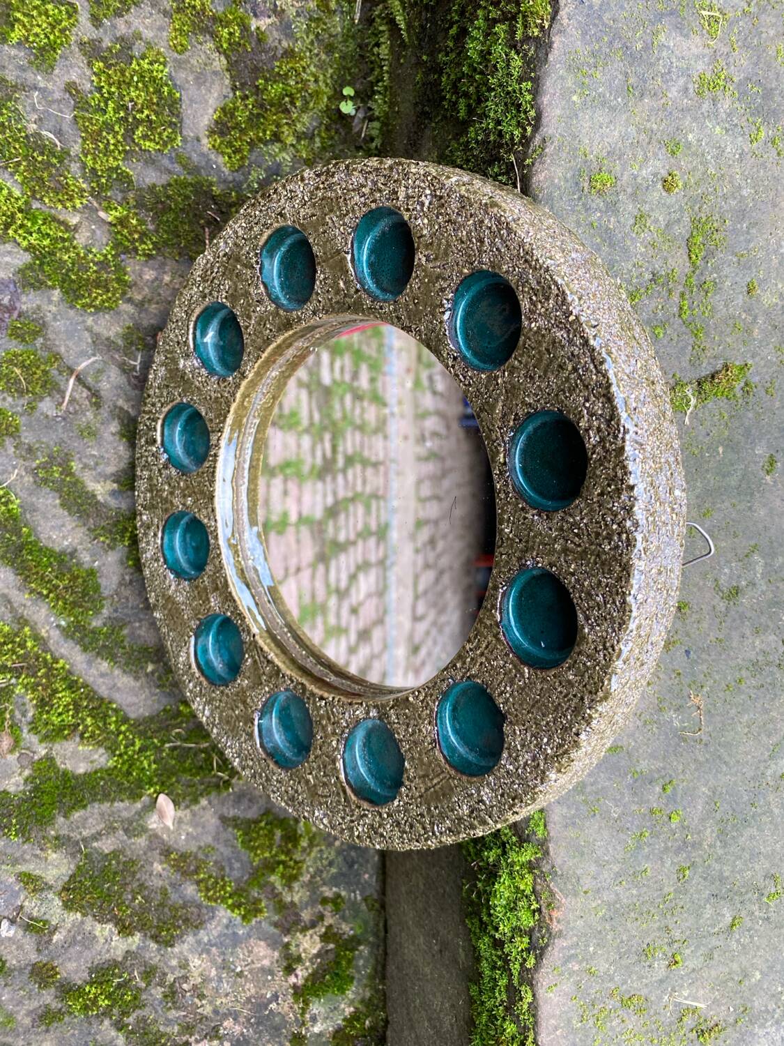 Round ceramic mirror signed IFO Denmark circa 1960