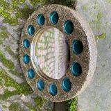 Round ceramic mirror signed IFO Denmark circa 1960