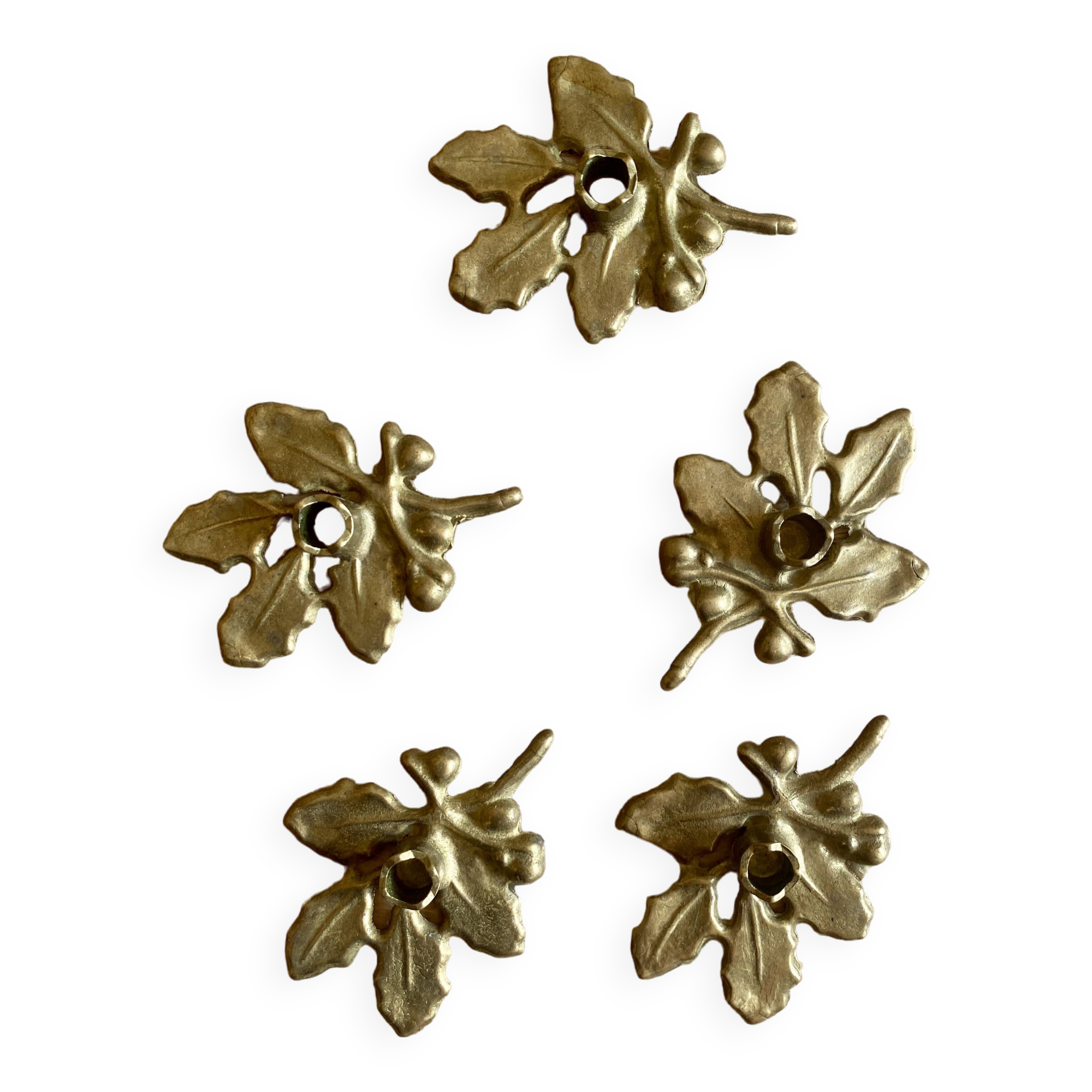 Set of 5 small vintage brass candlesticks / candle holders