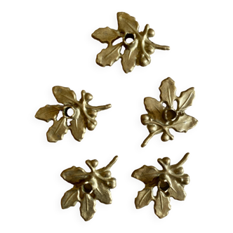 Set of 5 small vintage brass candlesticks / candle holders