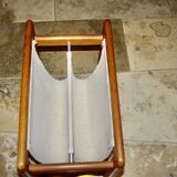 Magazine rack in danish teak and cotton 1950