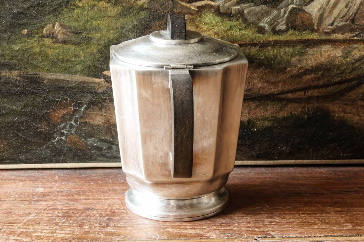 Service à café / thé, art déco en métal argenté et ébène