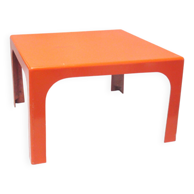 Table basse en fibre de verre orange Prisunic Années 70