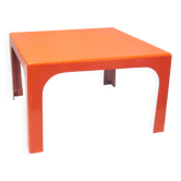 Table basse en fibre de verre orange Prisunic Années 70