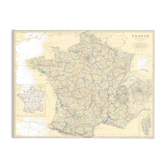 Antique Map of France circa 1869 Keith Johnston Royal Atlas Hand coloured map