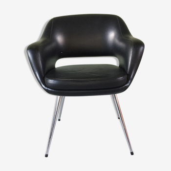 Fauteuil vintage en skai noir