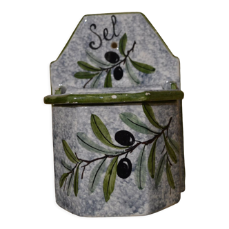 Salt box with olive pattern