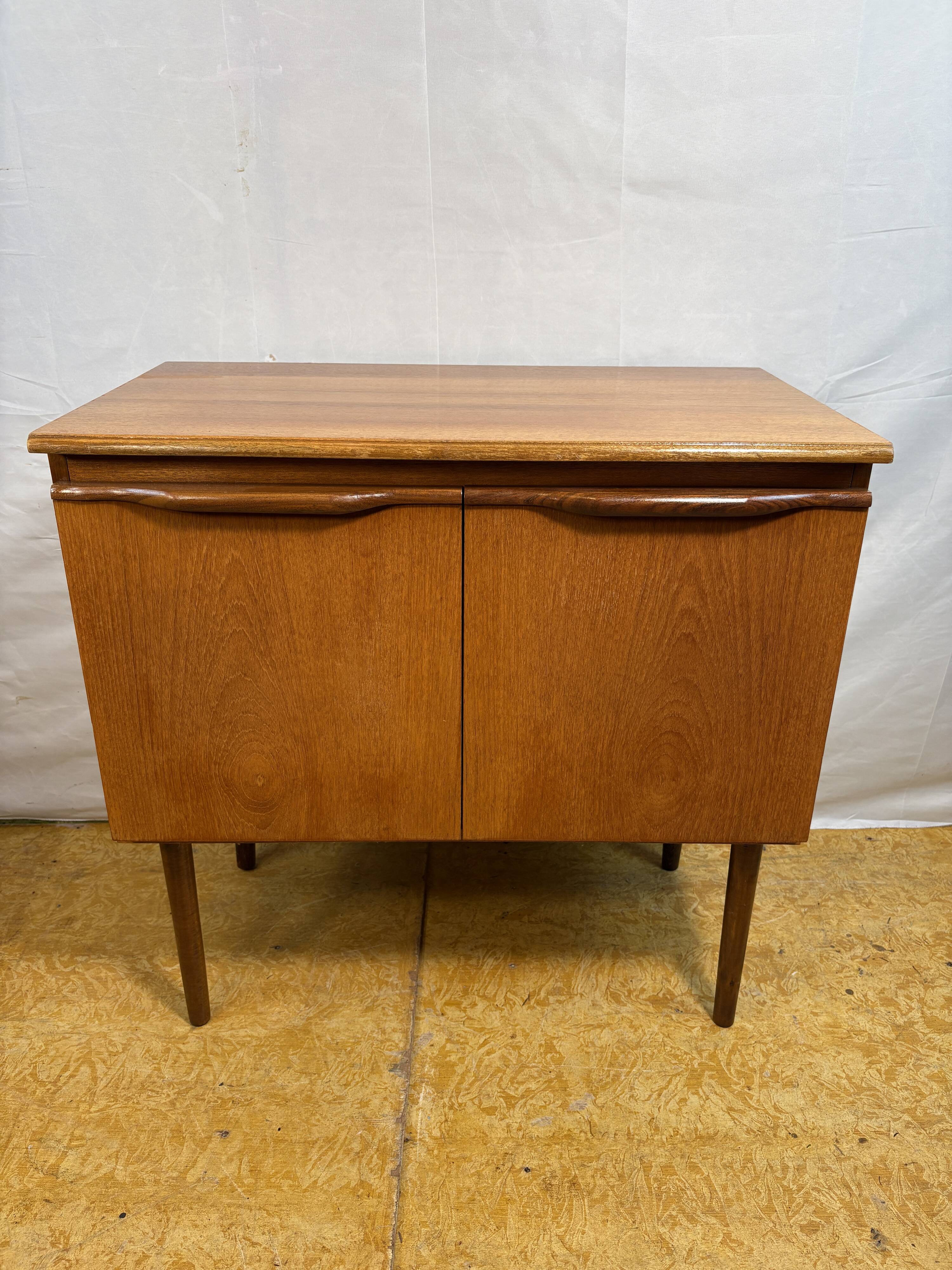 Mid-Century Retro Vintage Teak Record Cabinet 1960  Organically Formed Hand