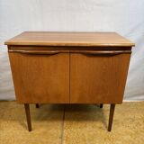 Mid-Century Retro Vintage Teak Record Cabinet 1960  Organically Formed Hand