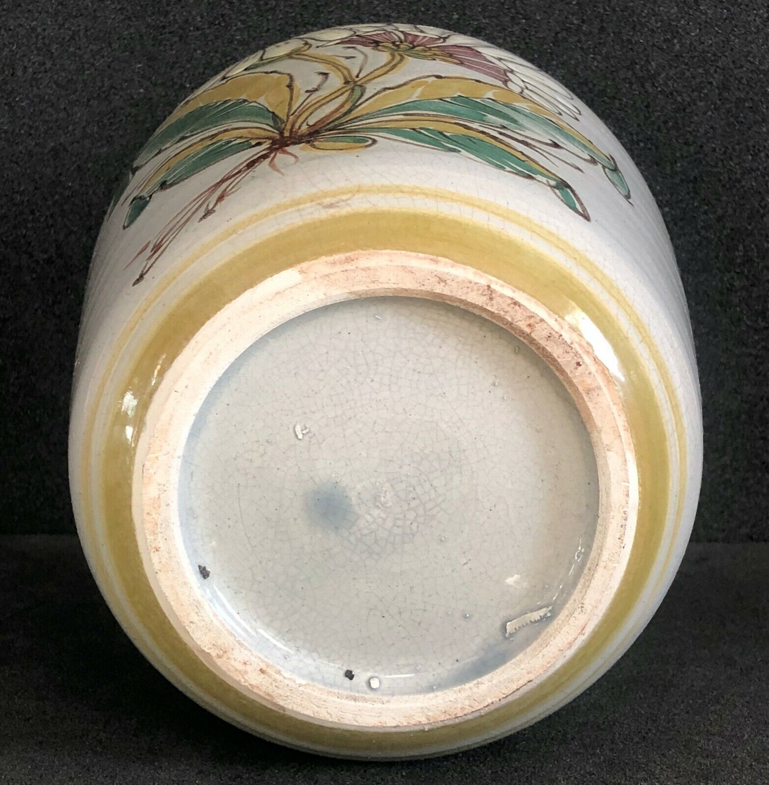 Vietnam vase of pansue shape in enamelled sandstone of bien hoa celadon flora early xx