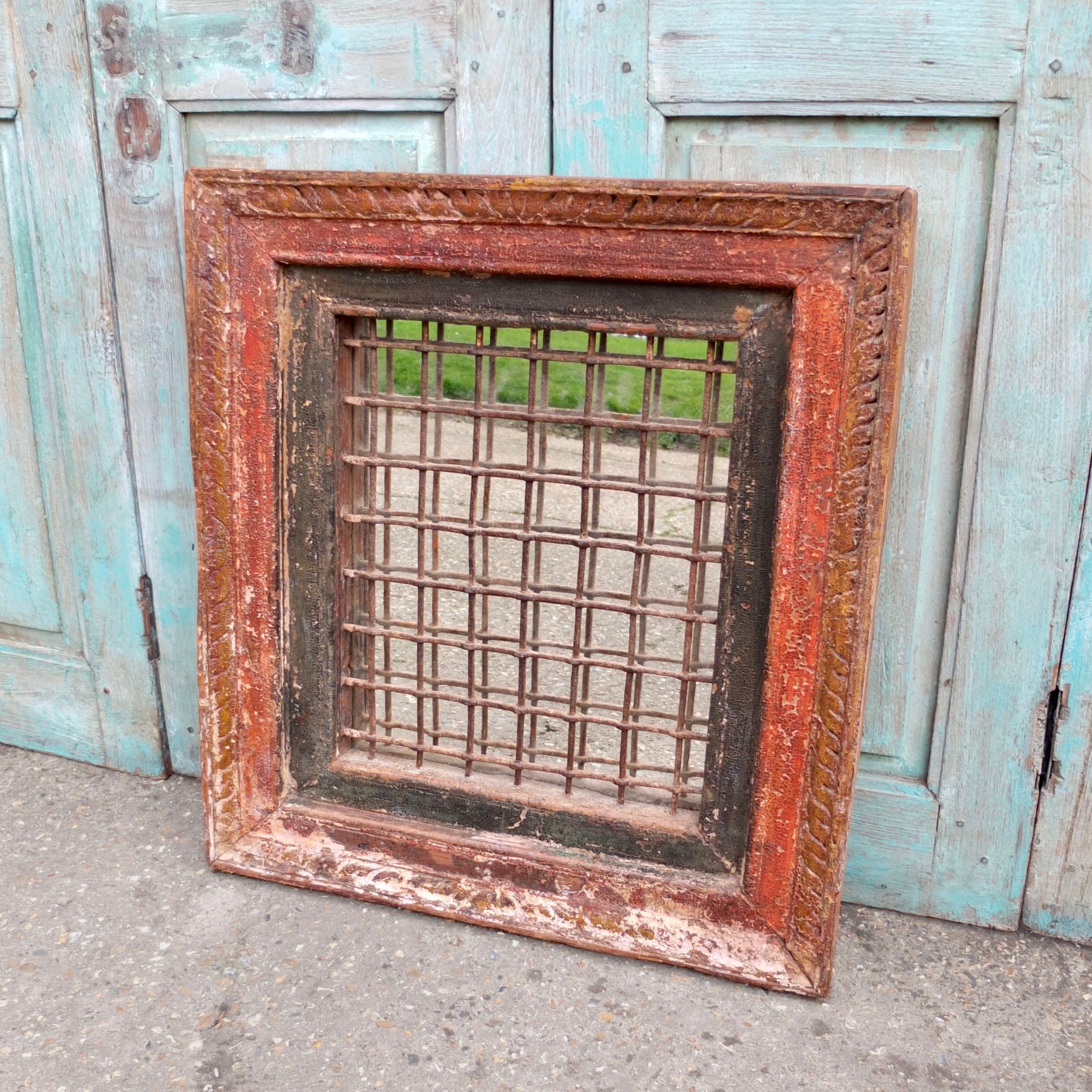 Antique Iron Jali Window Mirror Frame 62x70cm