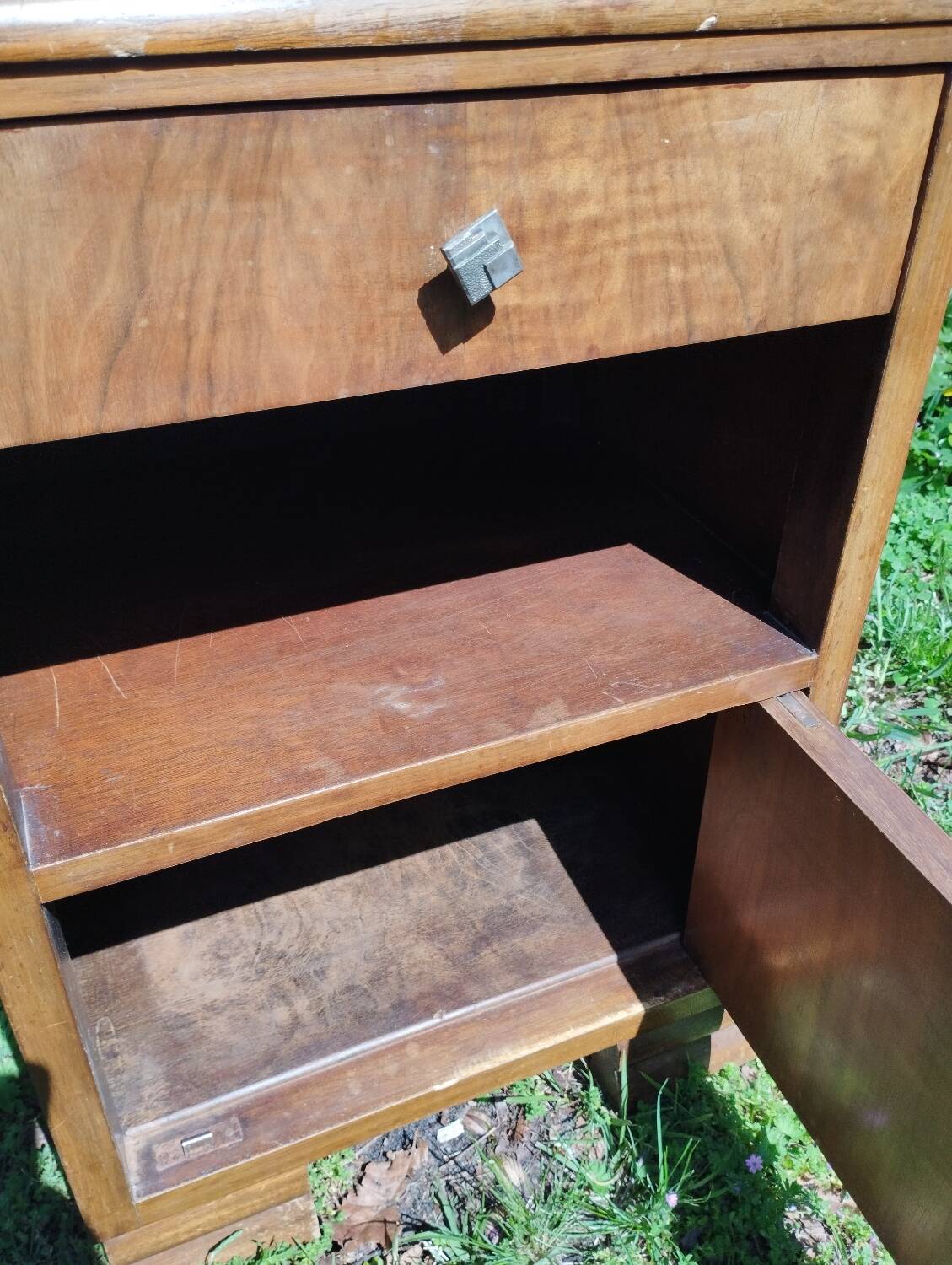 Art deco bedside table, marble top