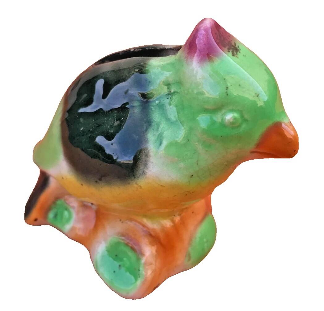 Polychrome ceramic parrot shape