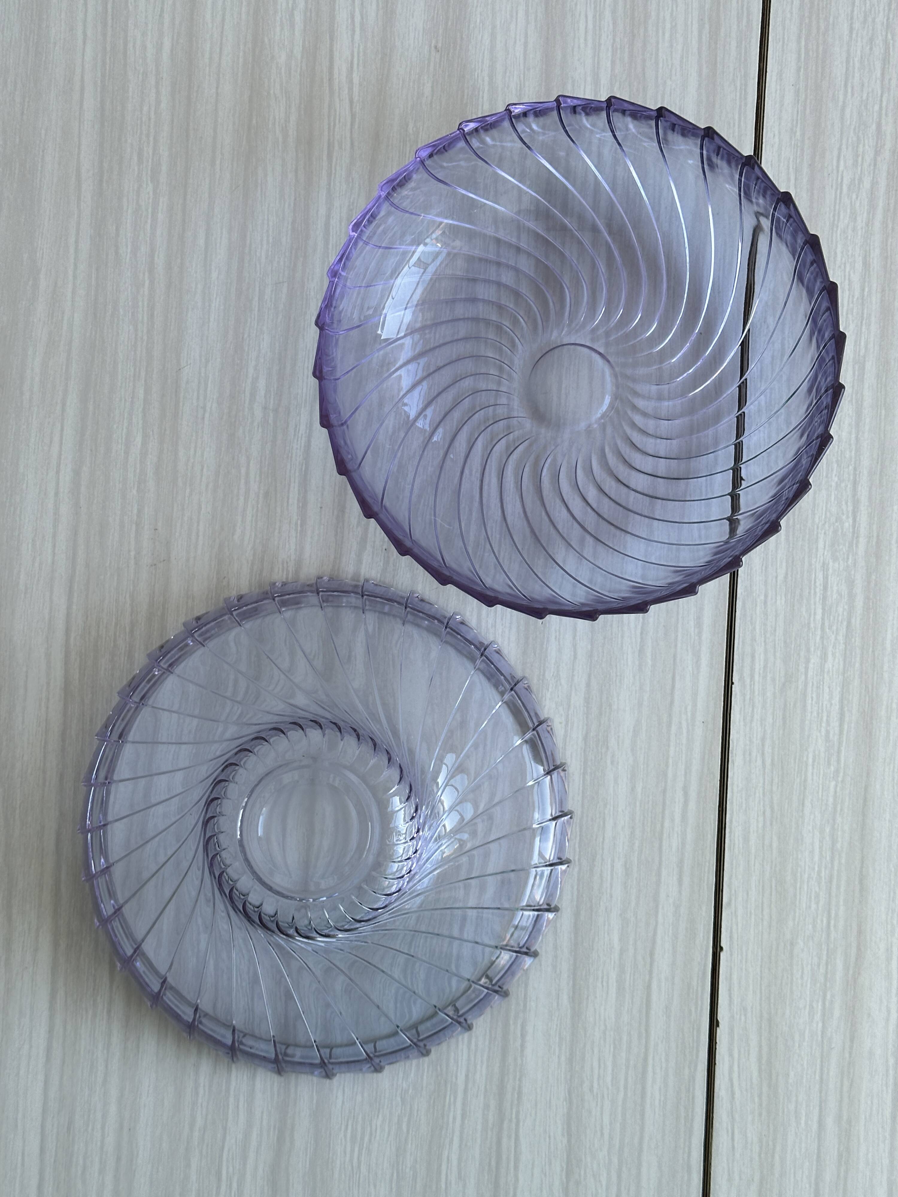 purple crystal glass salad bowl