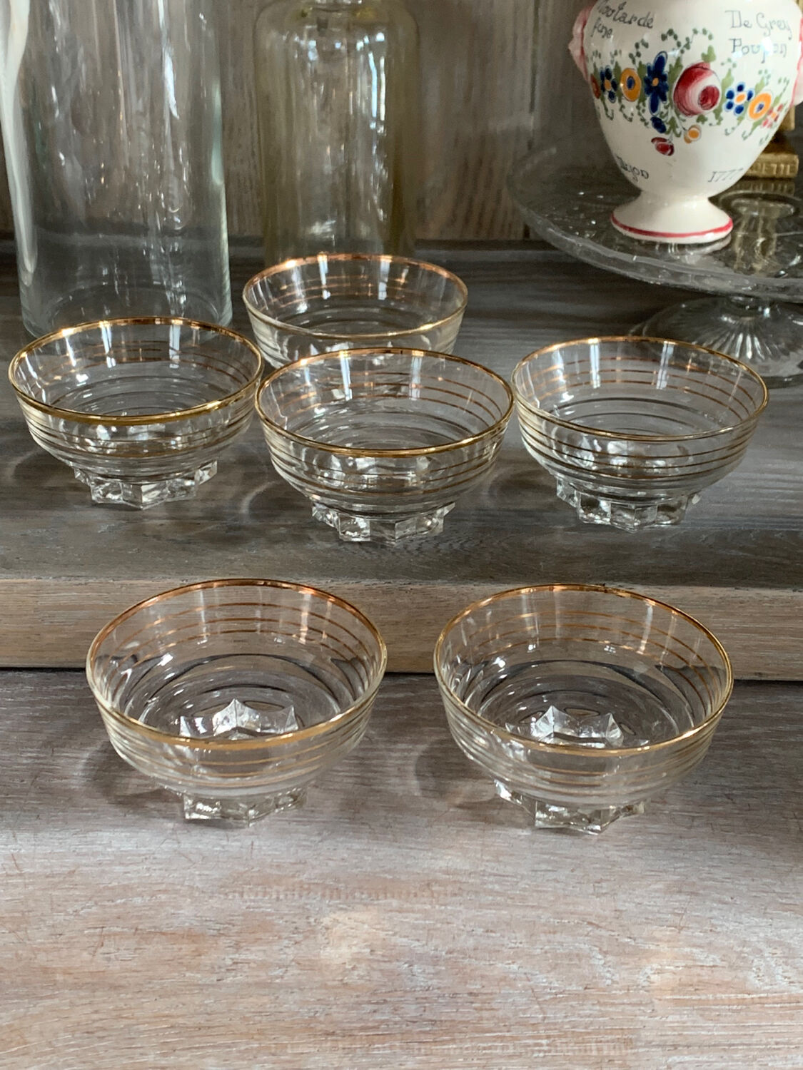 6 coupes à champagne anciennes en verre