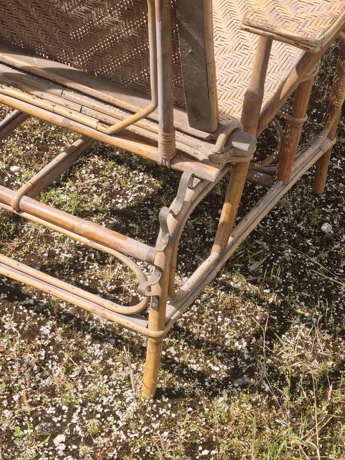 Old vintage rattan lounge chair