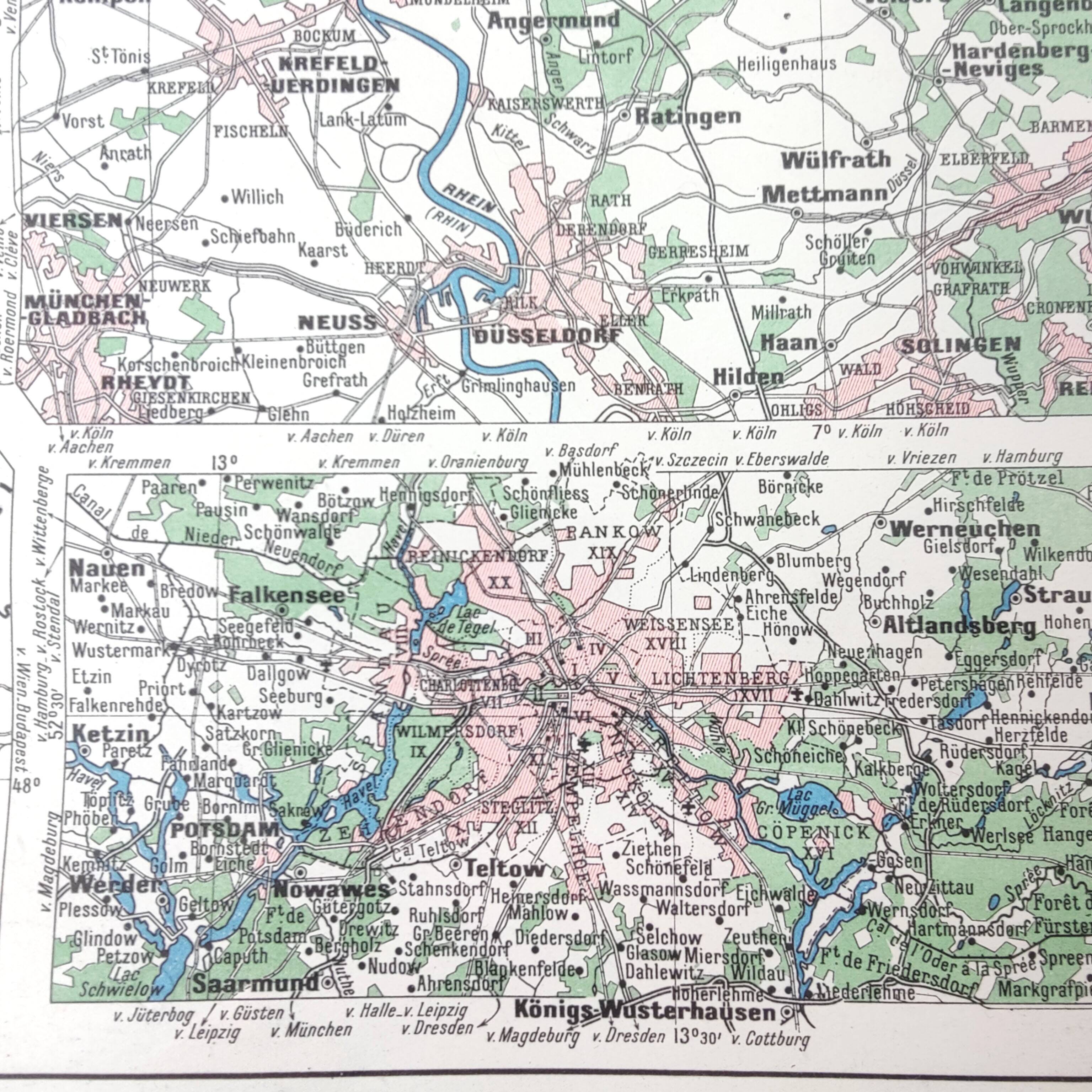 Old Germany map 43x43cm from 1950