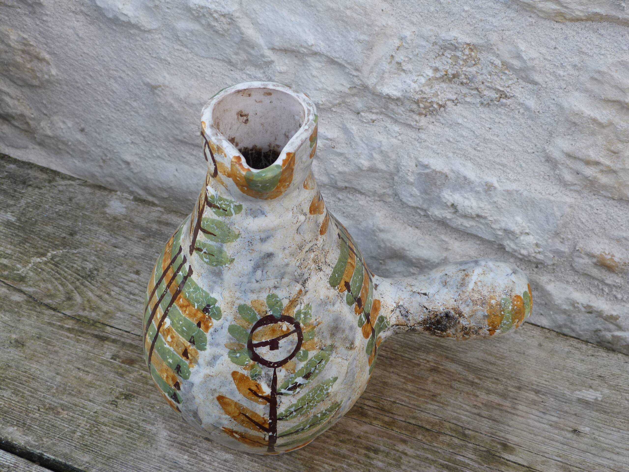 Vintage 1960 ceramic jug by Joel Baudoin.