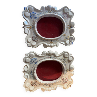 Pair of enameled earthenware frames