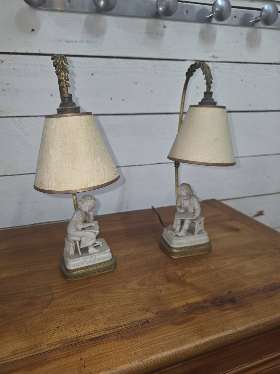 Pair of Louis XVI style bedside lamps, late 19th century