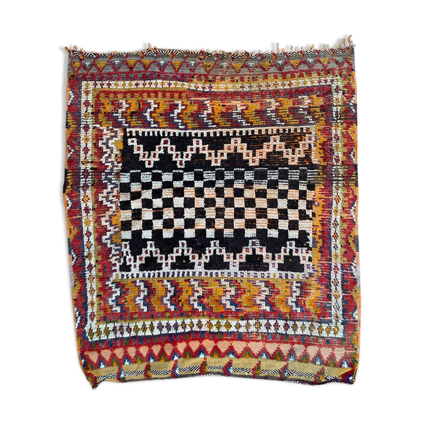 Moroccan handmade antique tribal rug 124x142 cm
