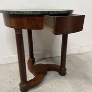 Round Empire-style side table in mahogany and veneer, 20th century