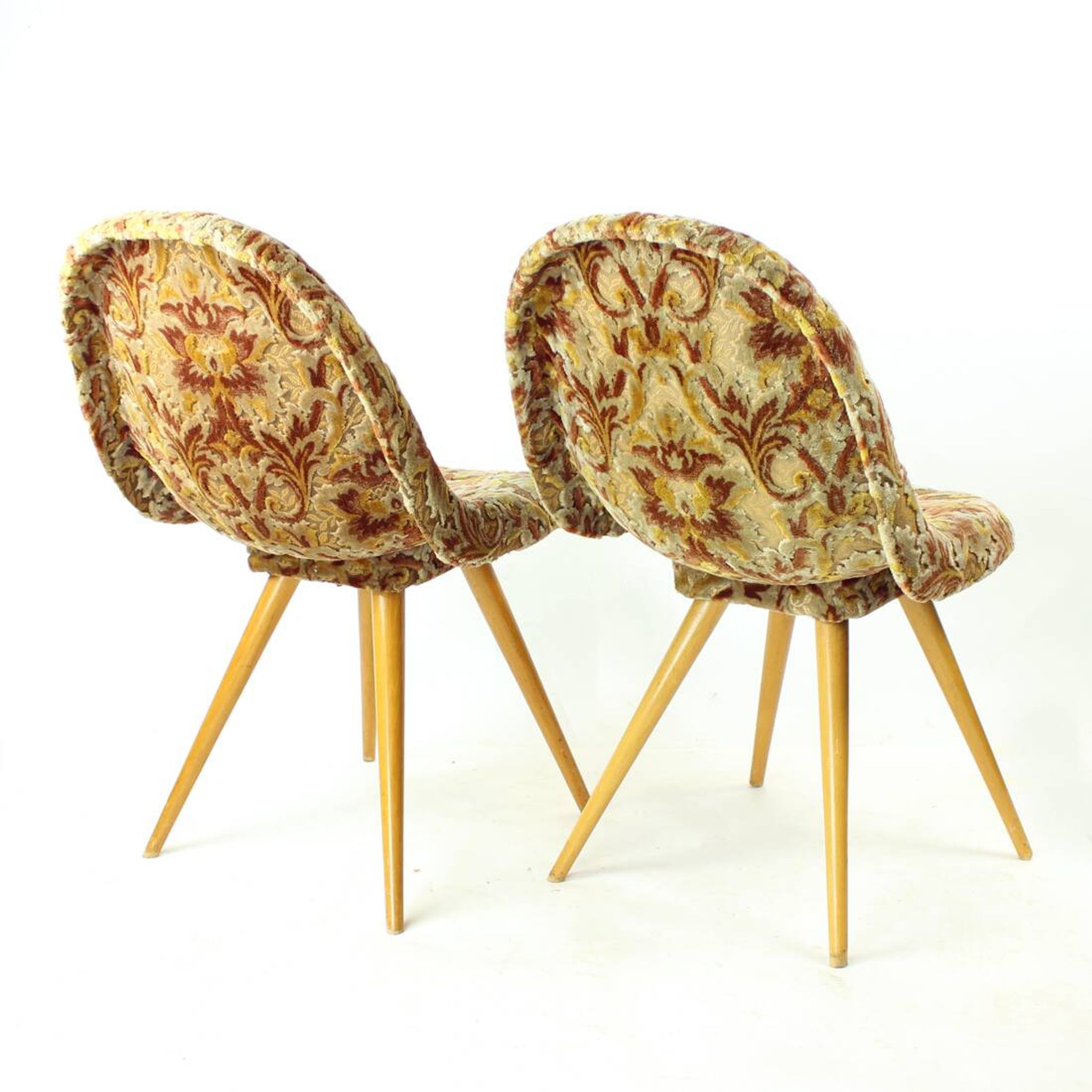 Midcentury Shell Chair By Miroslav Navratil In Original Velvet, Czechoslova