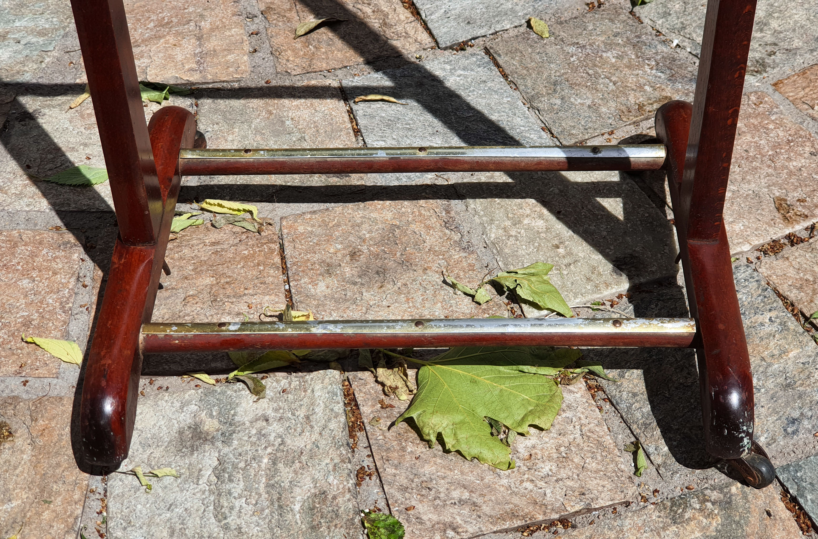 Wooden night valet and brass wheels