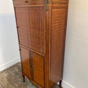 Louis XVI music cabinet, marquetry, brass gallery, marble top