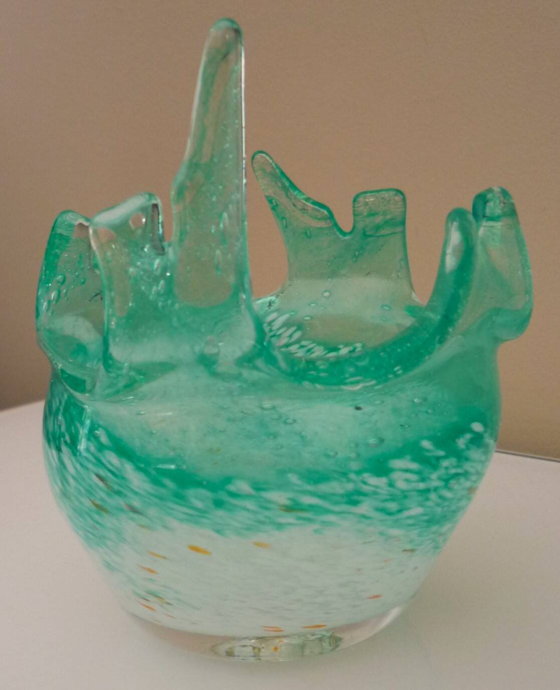 Blown glass empty pocket, thick, free-form, 80s design