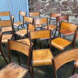 20 vintage school chairs in metal and wood design Mid-century vintage 1960 french Mullca