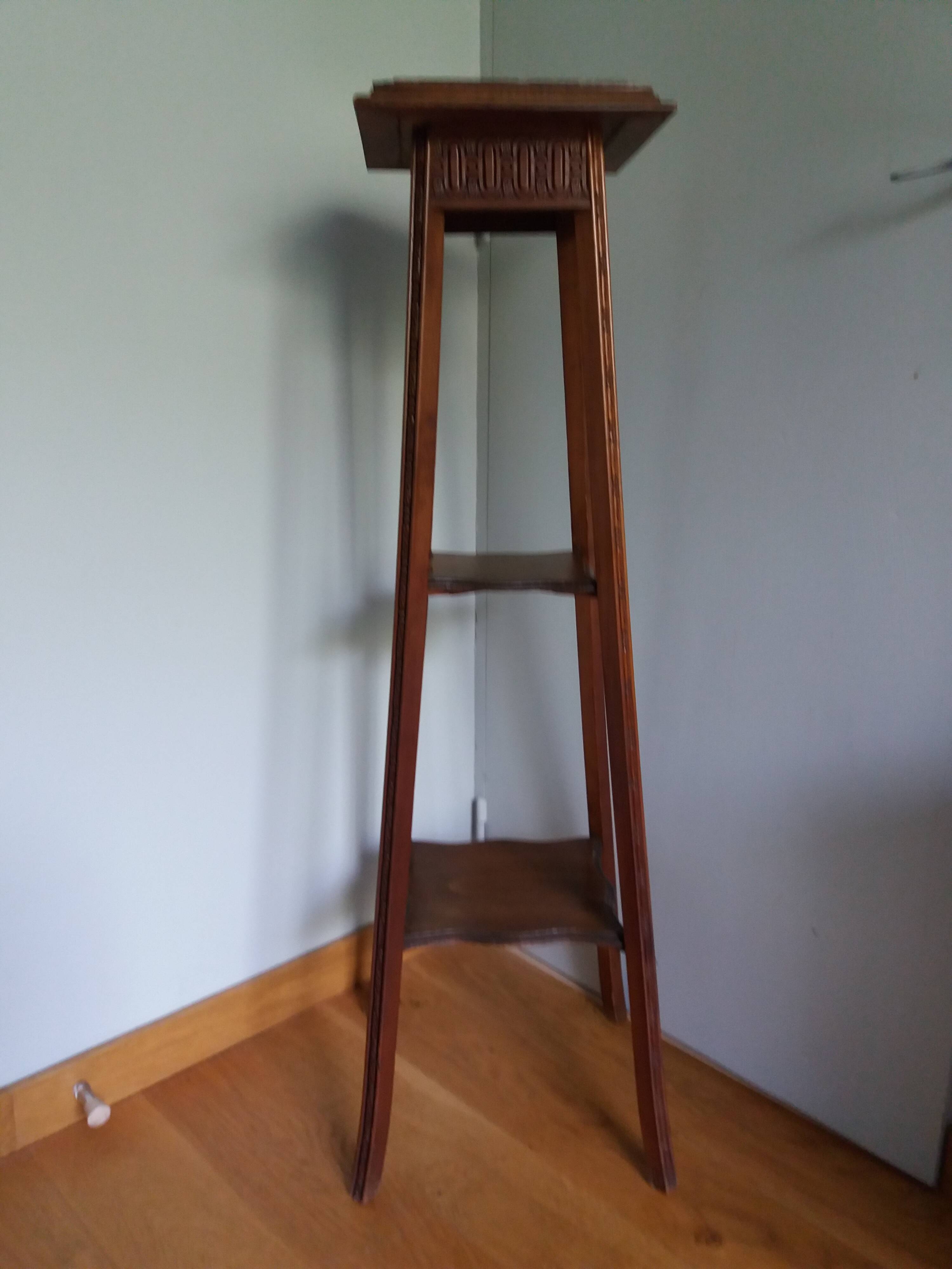 Wooden and marble stool