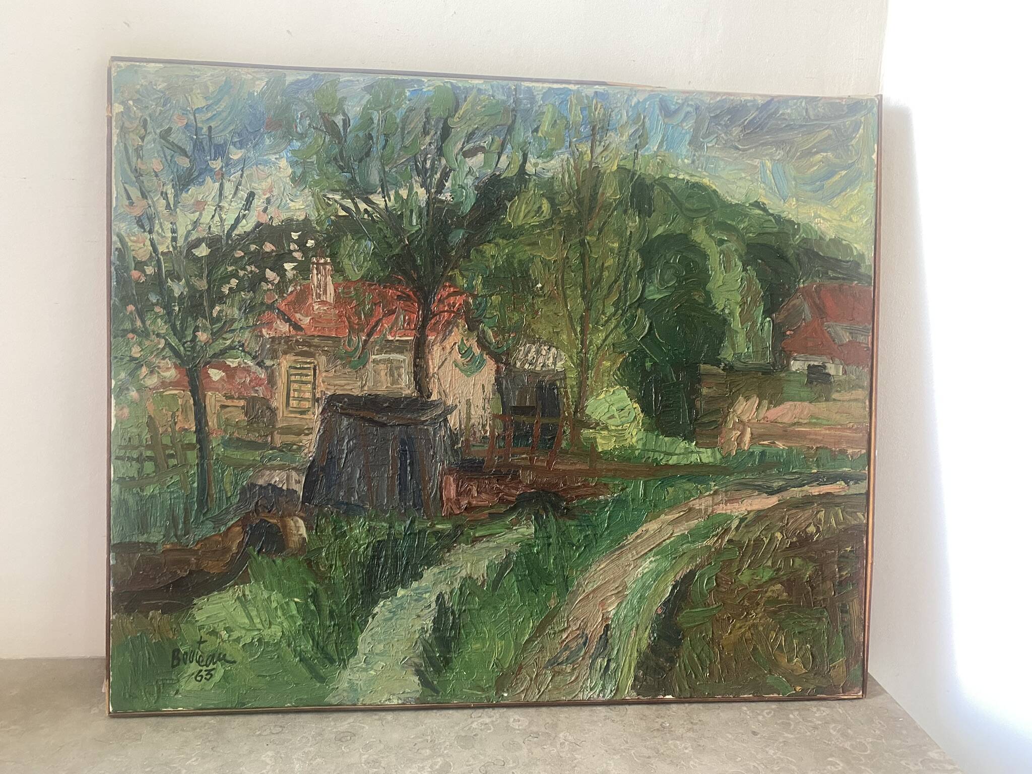 Countryside house landscape signed 1963