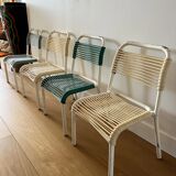 Set of 4 vintage 1960s Scoubidou children's chairs