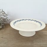 Compotier pedestal blue flowers Longwy