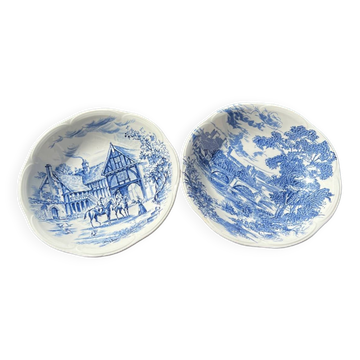 Lot - 2 plates in Gien blue pattern