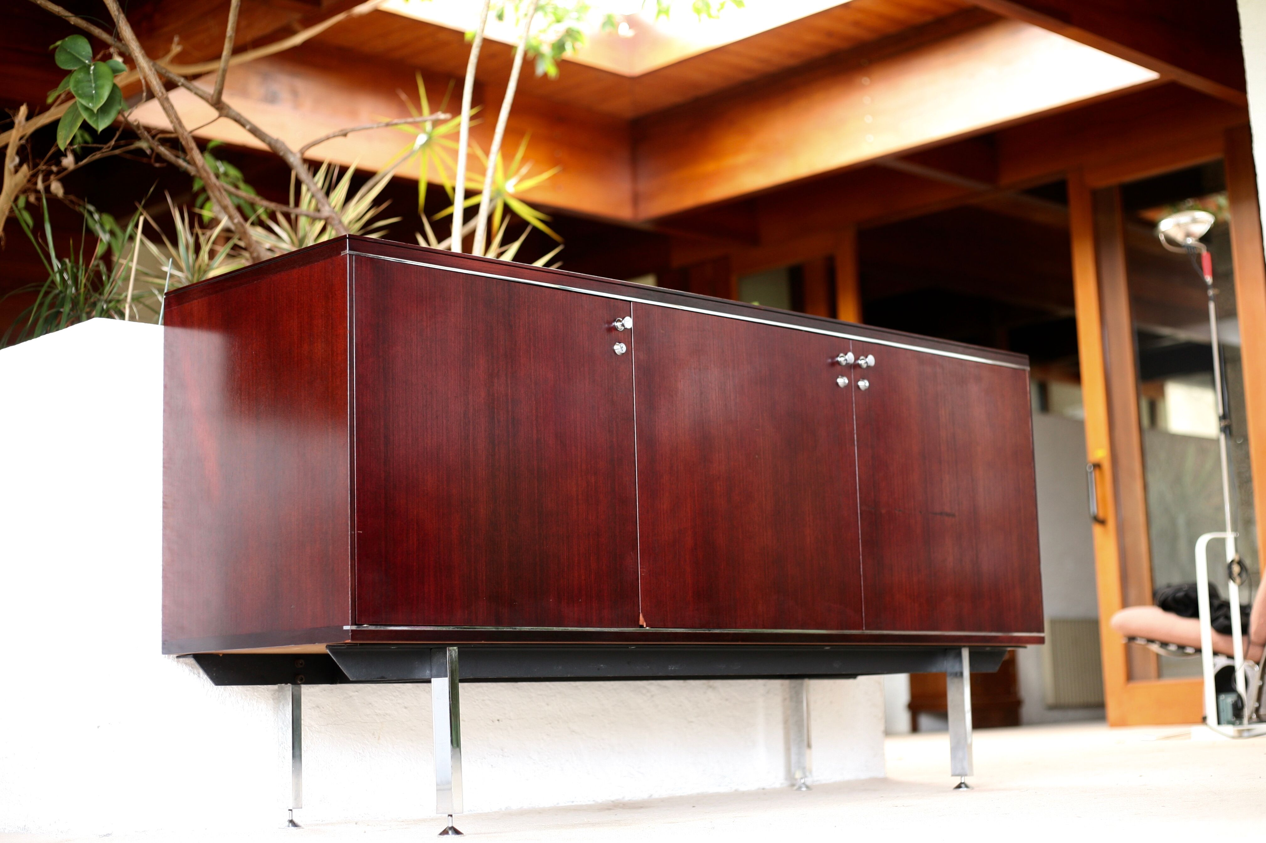 Sideboard solid wood and steel, France, cira 1970, Negroni edition