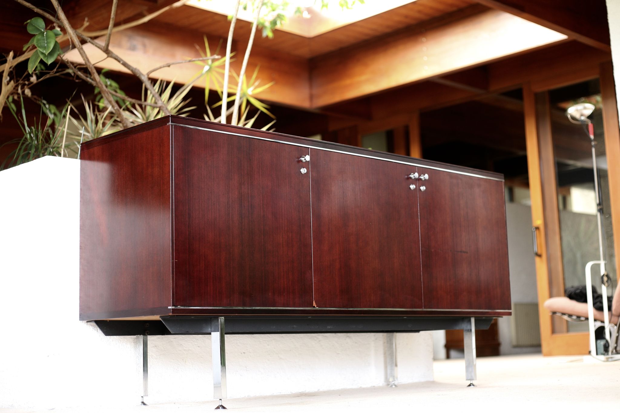 Sideboard solid wood and steel, France, cira 1970, Negroni edition