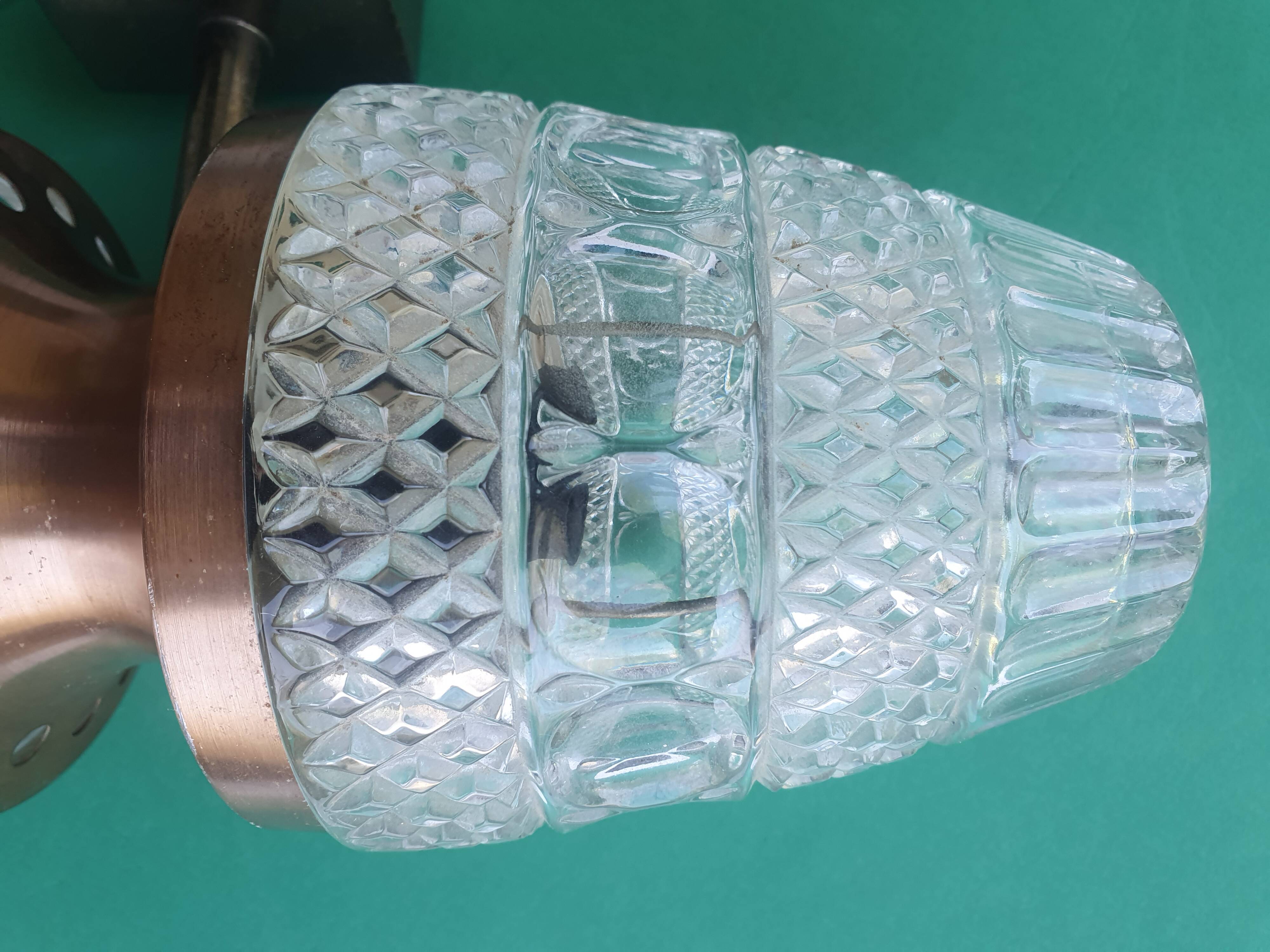 Vintage brass wall sconce with two glass globes