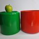 Pair of vintage paper baskets "Crayonne" in ABS, orange and green