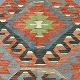 Kilim vintage tons verts et roses,motifs géométriques anatoliens,181x315 Cm