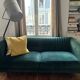 Green velvet sofa – 2/3 seats – Art Deco style