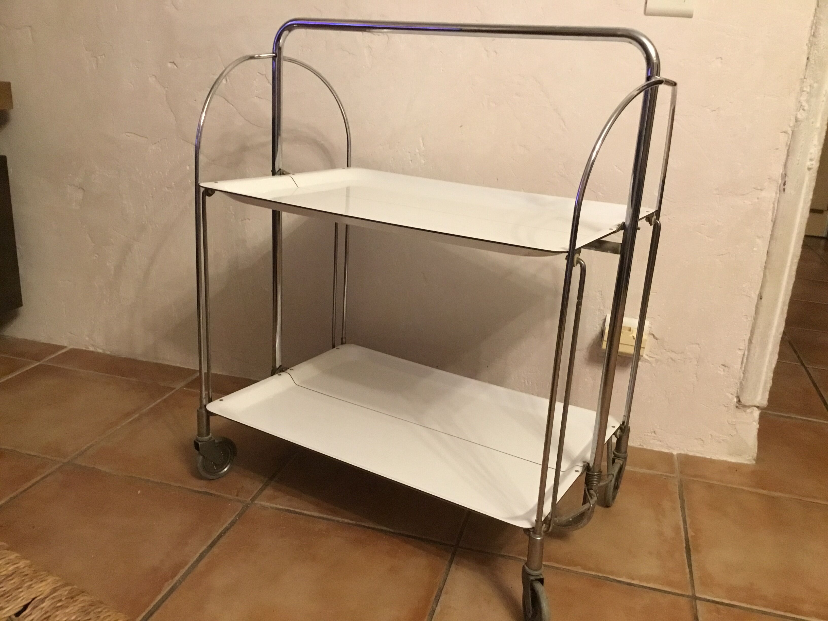 Table serving bar rolling foldable trolley vintage 60-70