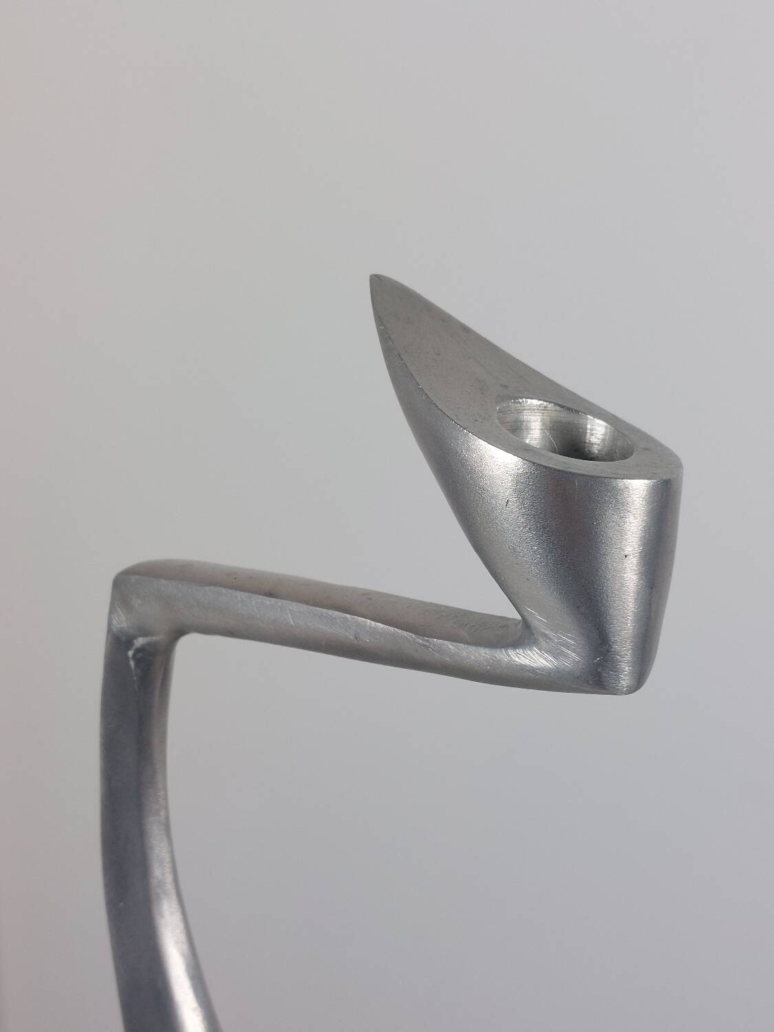 Pair of postmodern aluminium candlesticks by Matthew Hilton