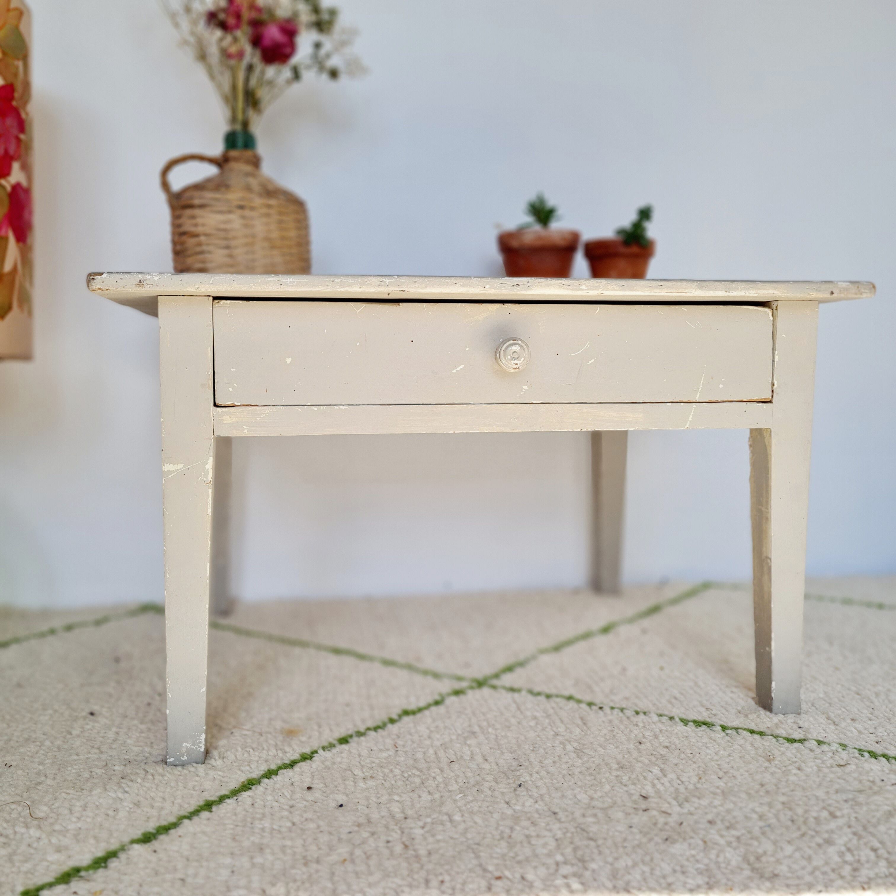 Patinated coffee farmhouse or living room table