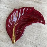 Plat feuille Vallauris rouge bordeaux