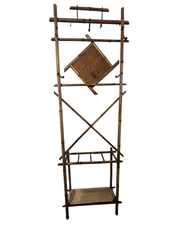 Art déco, vestiaire porte manteaux bambou miroir losange vers 1930
