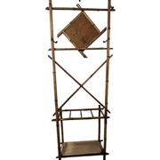 Art Deco, coat rack with bamboo mirror, diamond shape, around 1930.