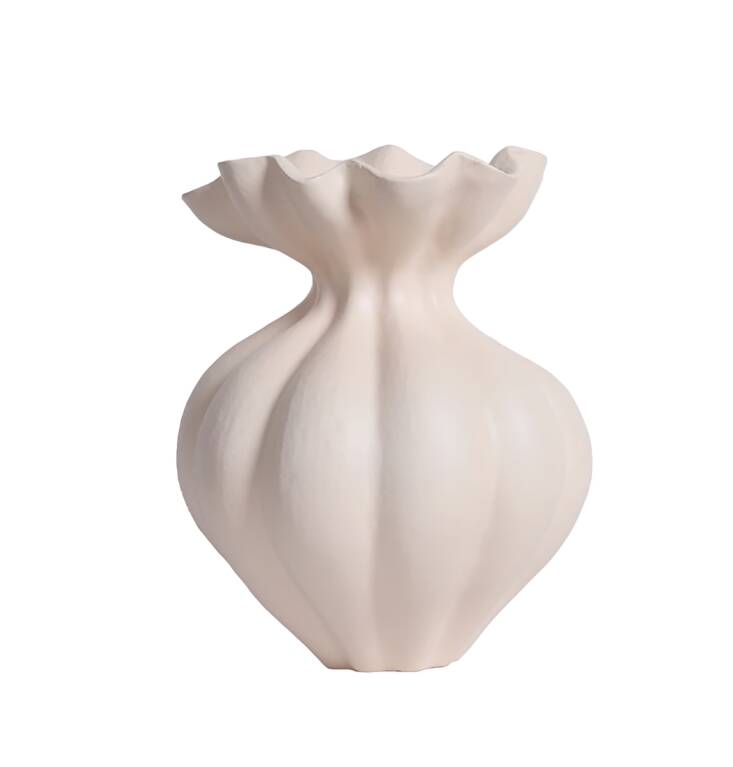 Sculptural Matte White  Vase, Modern Minimalist Home Decor
