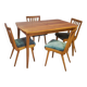 Dining room set, extendable table and 4 chairs, Czech vintage 19.